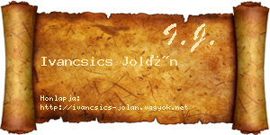 Ivancsics Jolán névjegykártya
